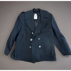 DSCP Navy Pea Coat Women’s 16 S 100% Wool Military Jacket USA